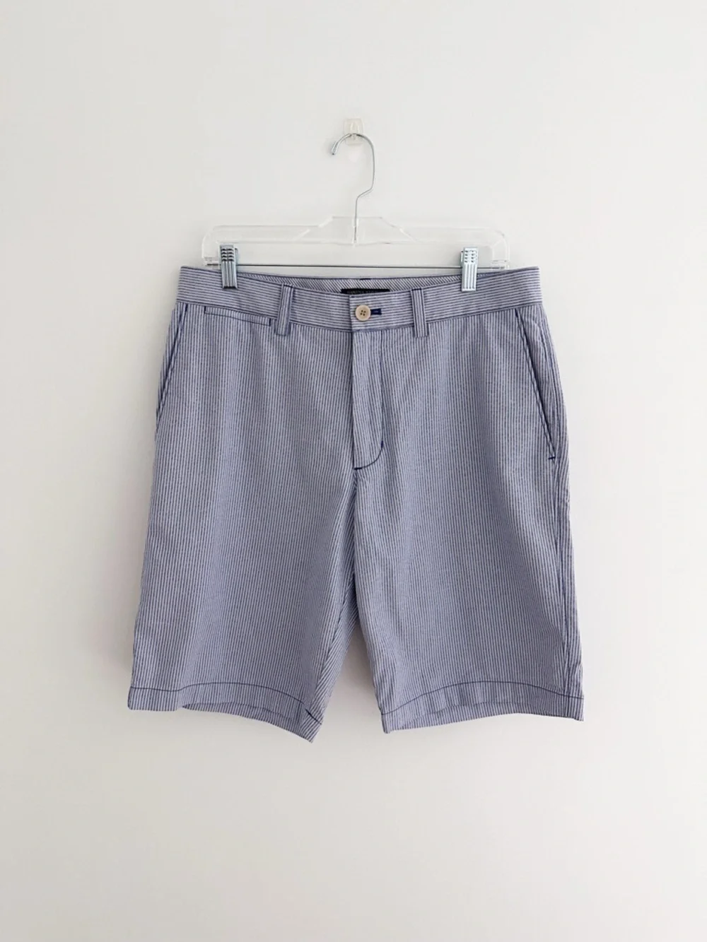 Banana Republic Aiden Shorts Blue White Stripe Tailored Summer Shorts Size 32